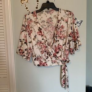 Charlotte Russe Floral Crossbody Wrap Top
